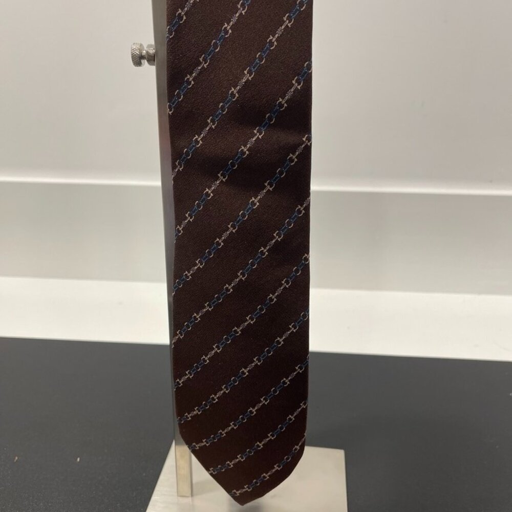 Celine Necktie 100% Silk Brown/Blue (72868)
